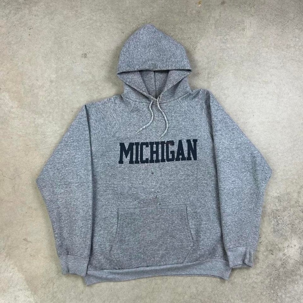Vintage 70s Discus Michigan Wolverines Sweatshirt Size XL Gray Hoodie Guessets